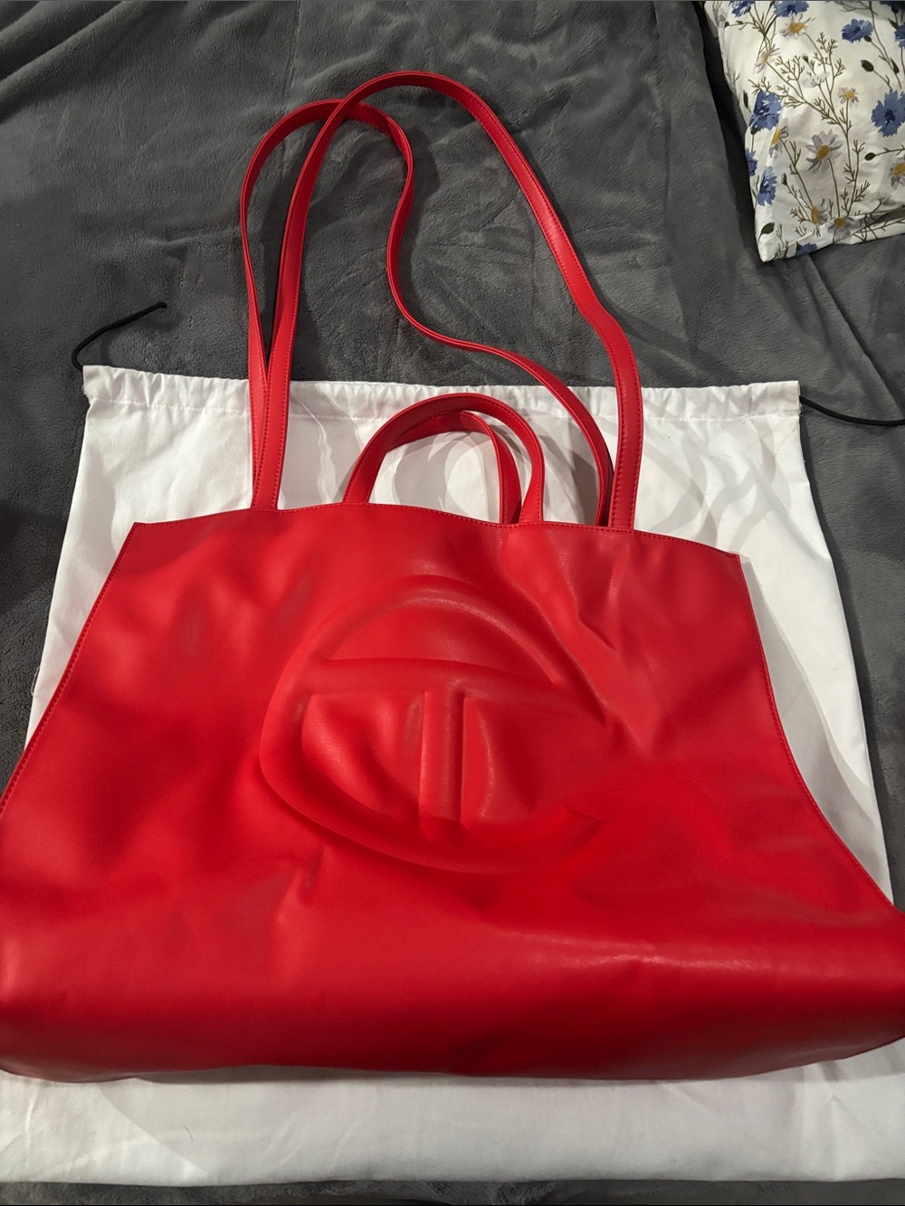 Telfar Red Large Leather Tote